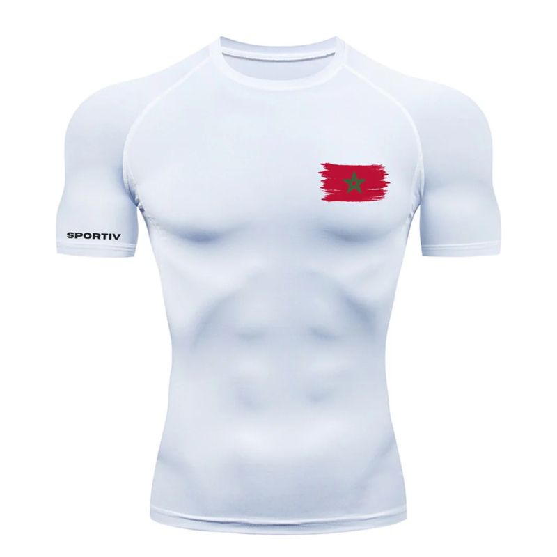 Flag Print Short Sleeve Compre - Running Gear Winter บทวิจารณ์และราคา