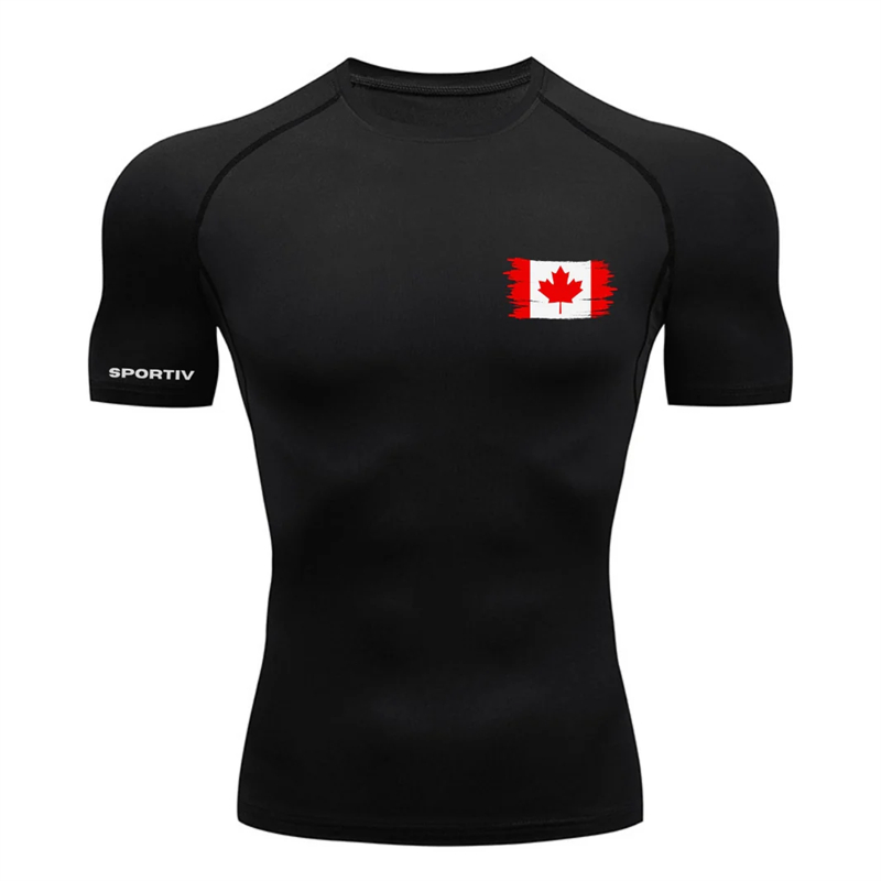 Flag Print Short Sleeve Compre - Running Gear Winter บทวิจารณ์และราคา