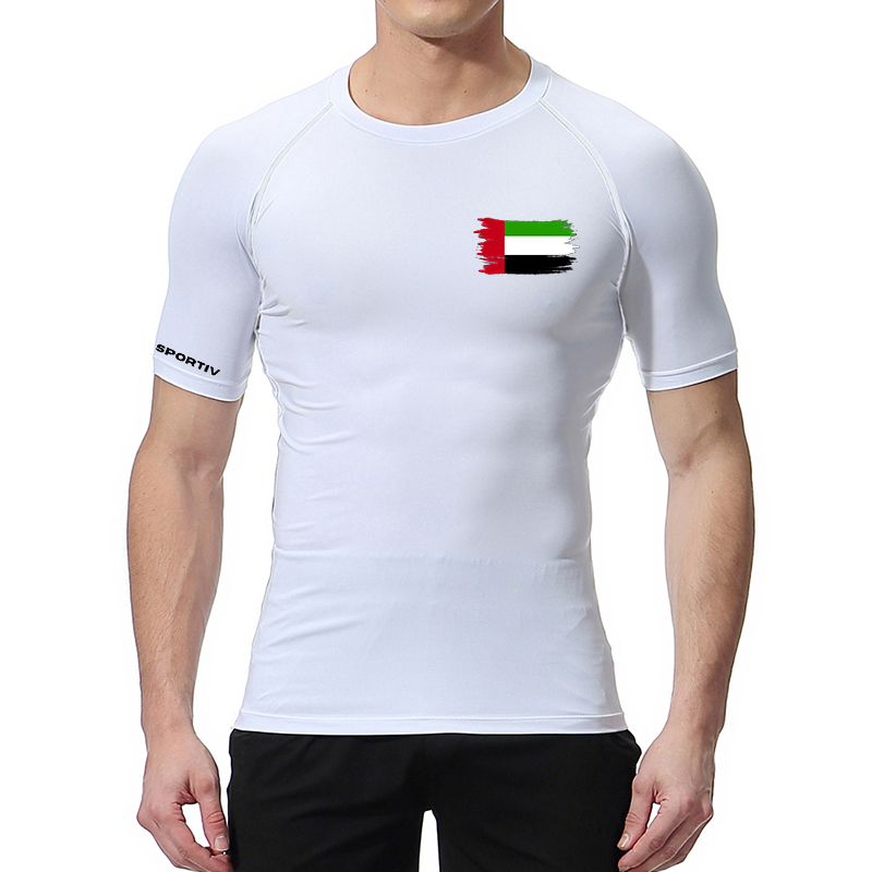 Flag Print Short Sleeve Compre - Running Gear Winter บทวิจารณ์และราคา