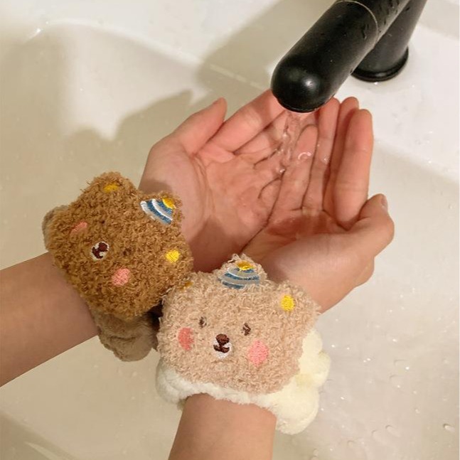 1Pair Cartoon Bear Face Wash H - Sweat Band Wrist บทวิจารณ์และราคา