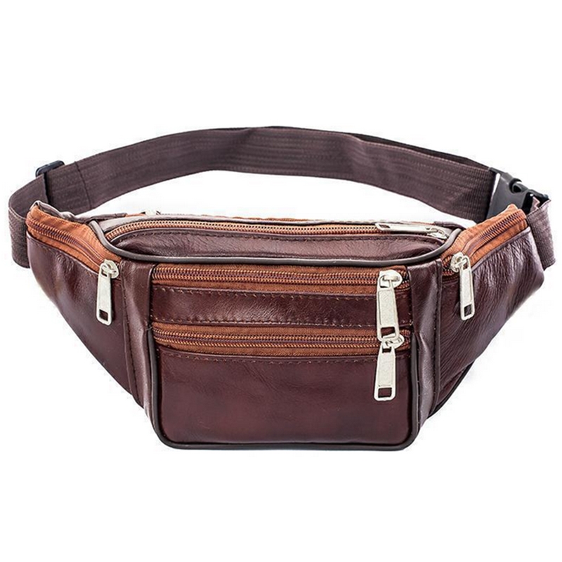 Leather Men Waist Chest Bag Th - Running Gear Bag บทวิจารณ์และราคา